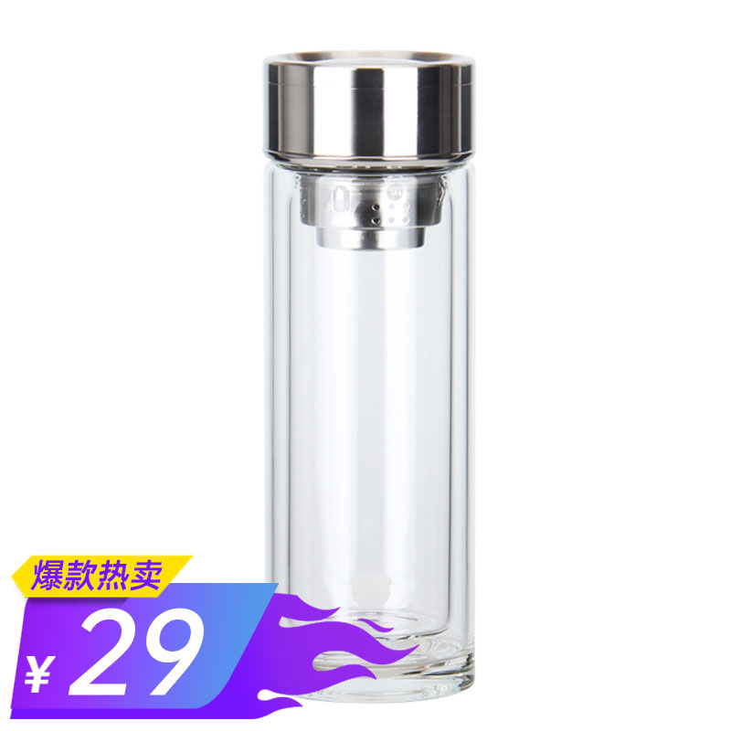 双层水晶玻璃杯高硼硅礼品杯保温杯厂家批发